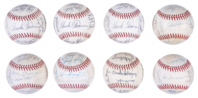 Lot of (8) Team Signed Baseballs Including a 1996 World Champion New York Yankees from Gene "Stick" Michaels Collection (JSA Auction LOA)